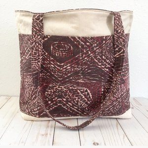 Handmade Tan Polynesian Print Tote Bag